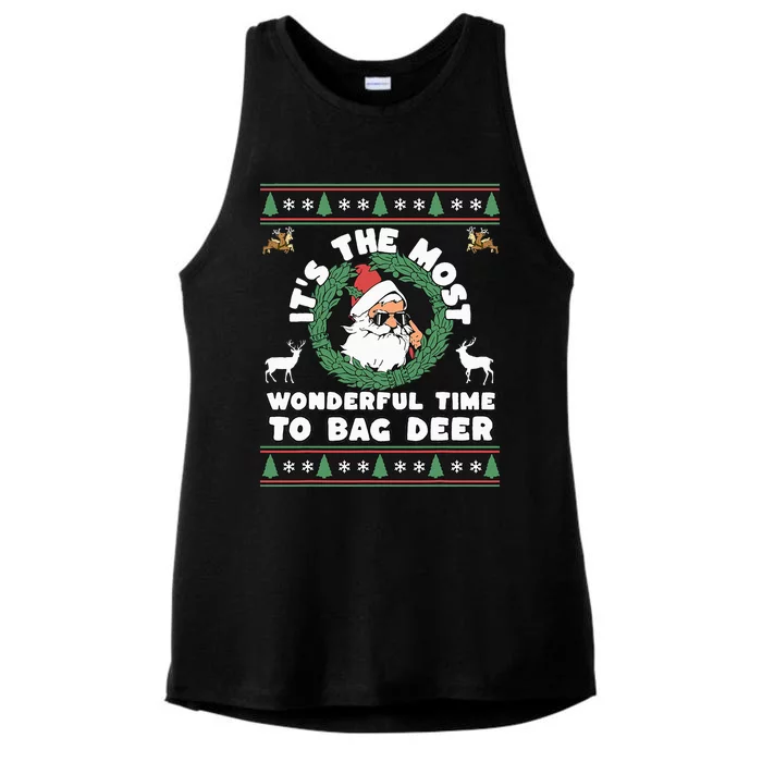 Funny Christmas Deer Hunting Bag Deer Ladies Tri-Blend Wicking Tank