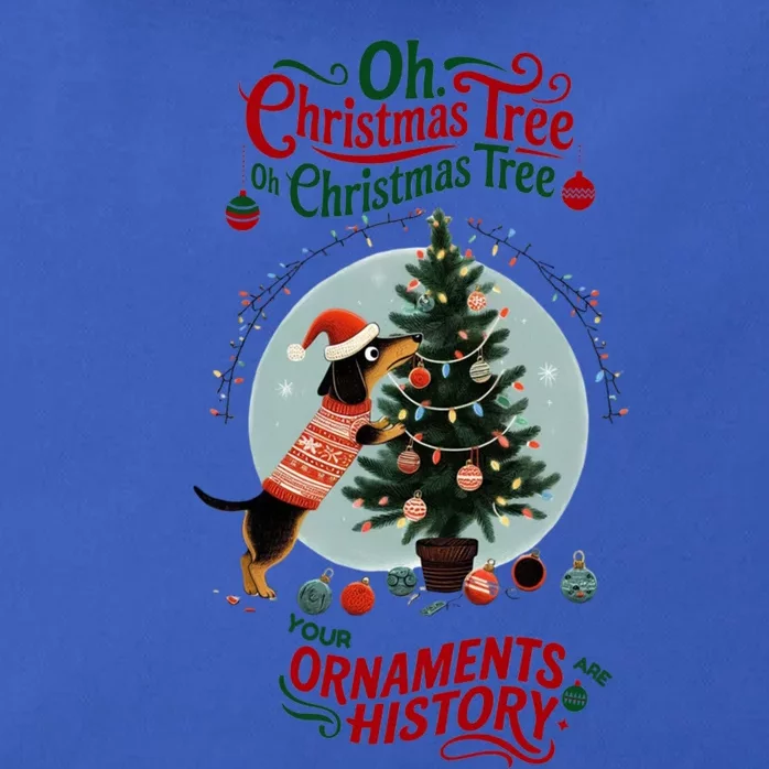 Funny Christmas Dachshund Ornaments And Tree Are History Zip Tote Bag