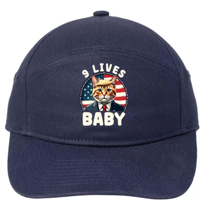 Funny Cat Donald Trump 9 Lives Baby 7-Panel Snapback Hat