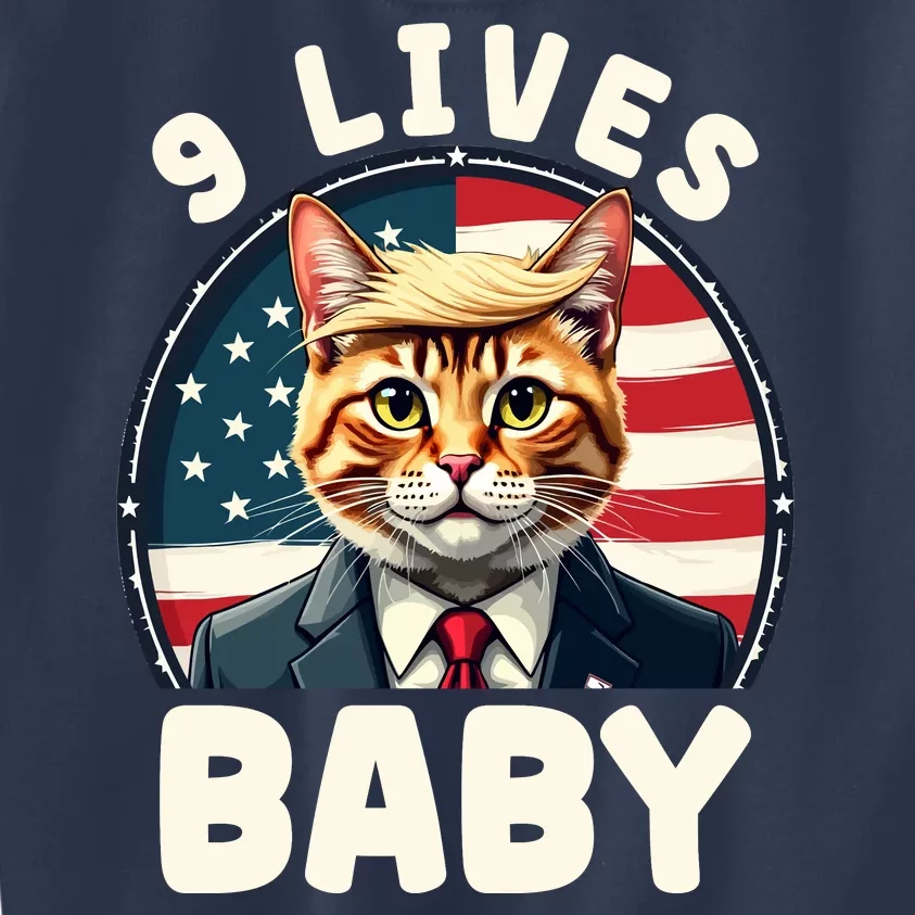 Funny Cat Donald Trump 9 Lives Baby Kids Sweatshirt