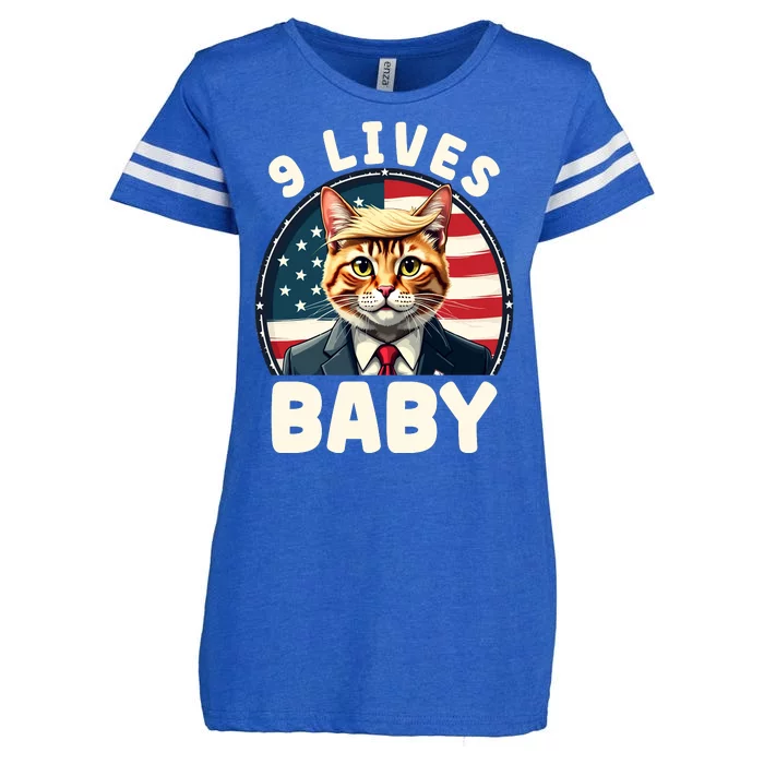 Funny Cat Donald Trump 9 Lives Baby Enza Ladies Jersey Football T-Shirt