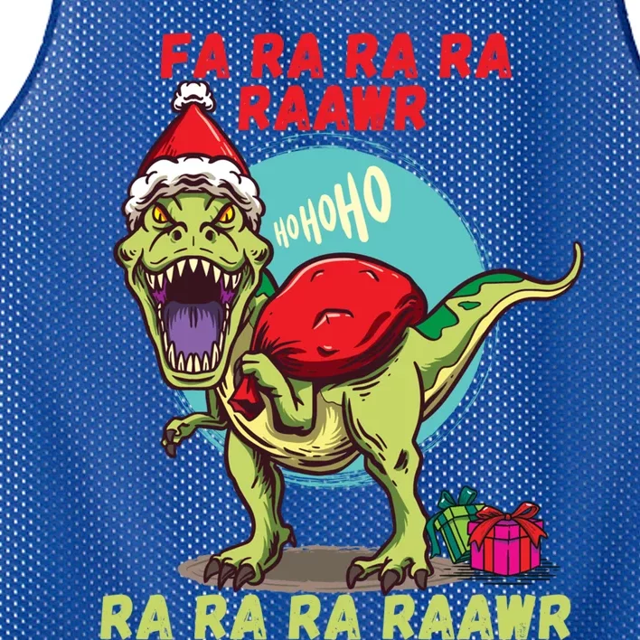 Funny Christmas Dinosaur Fa Ra Ra Rawr Tfunny Giftrex Carol Santa Hat Gift Mesh Reversible Basketball Jersey Tank