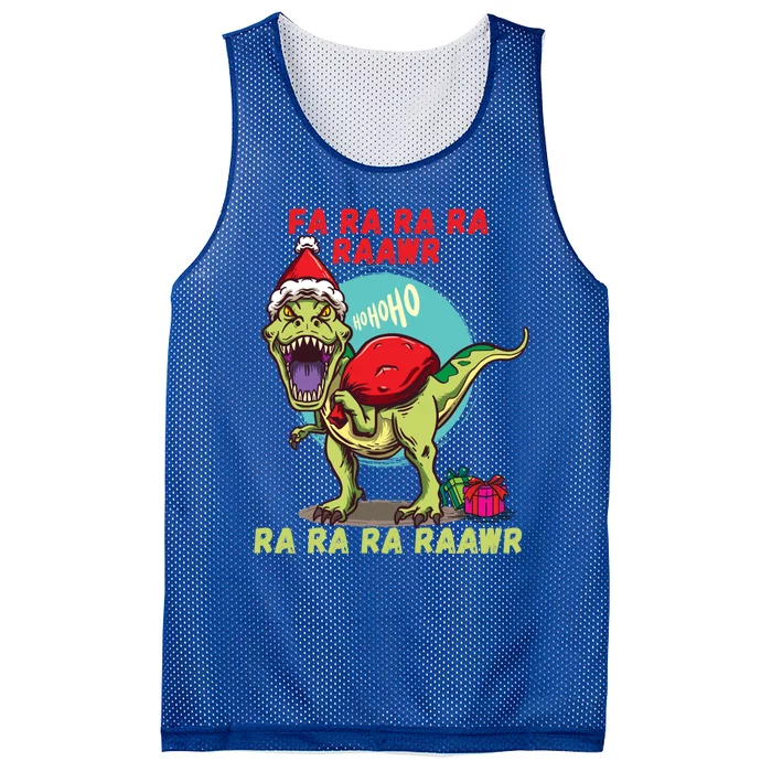 Funny Christmas Dinosaur Fa Ra Ra Rawr Tfunny Giftrex Carol Santa Hat Gift Mesh Reversible Basketball Jersey Tank