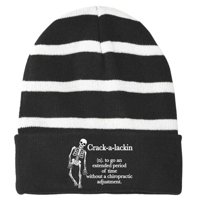 Funny Chiropractor Definition Chiropractic Striped Beanie with Solid Band