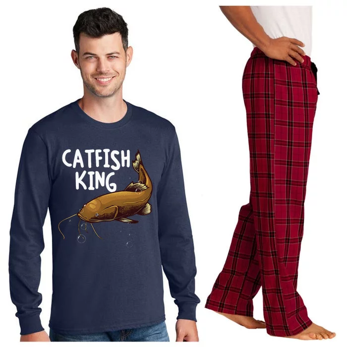 Funny Catfishing Design Dad Catfish King Fishing Hunters Long Sleeve Pajama Set