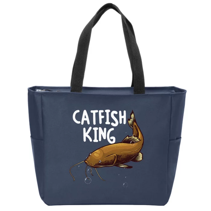 Funny Catfishing Design Dad Catfish King Fishing Hunters Zip Tote Bag