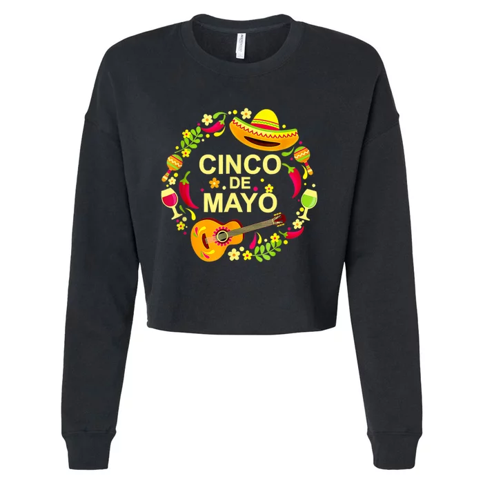 Funny Cinco De Mayo Fiesta Surprise Camisa 5 De Mayo Viva Cropped Pullover Crew