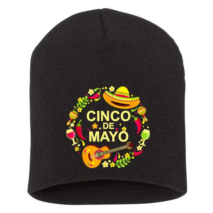 Funny Cinco De Mayo Fiesta Surprise Camisa 5 De Mayo Viva Short Acrylic Beanie