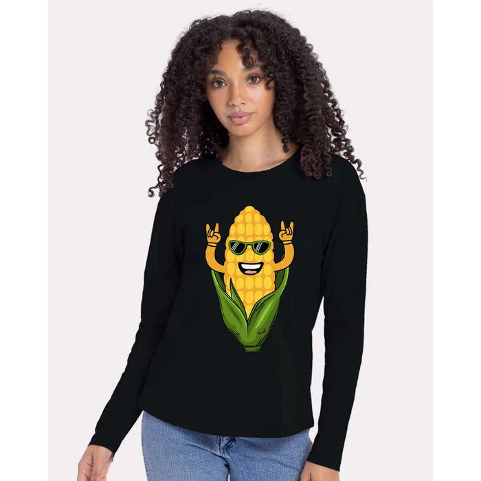 Funny Corn Design For Sweet Corn On The Cob Lovers Womens Cotton Relaxed Long Sleeve T-Shirt