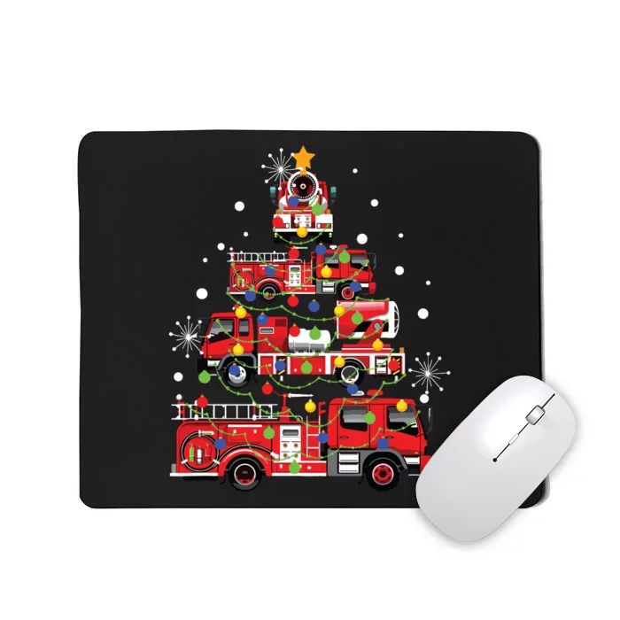 Funny Christmas Decor Firefighter Truck Christmas Tree Mousepad