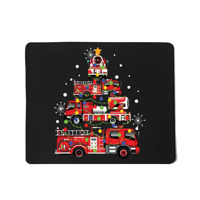 Funny Christmas Decor Firefighter Truck Christmas Tree Mousepad