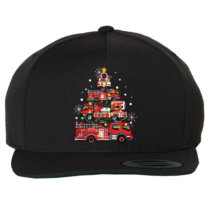 Funny Christmas Decor Firefighter Truck Christmas Tree Wool Snapback Cap