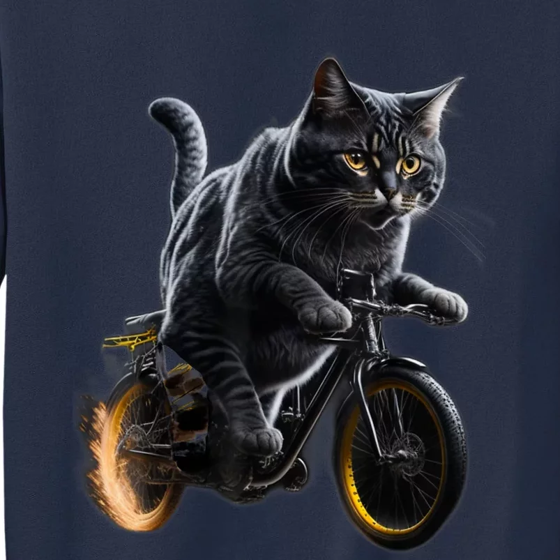 Funny Cat Drives Bicycle Cat Lover Graphic Cats Kitten Lover Sweatshirt