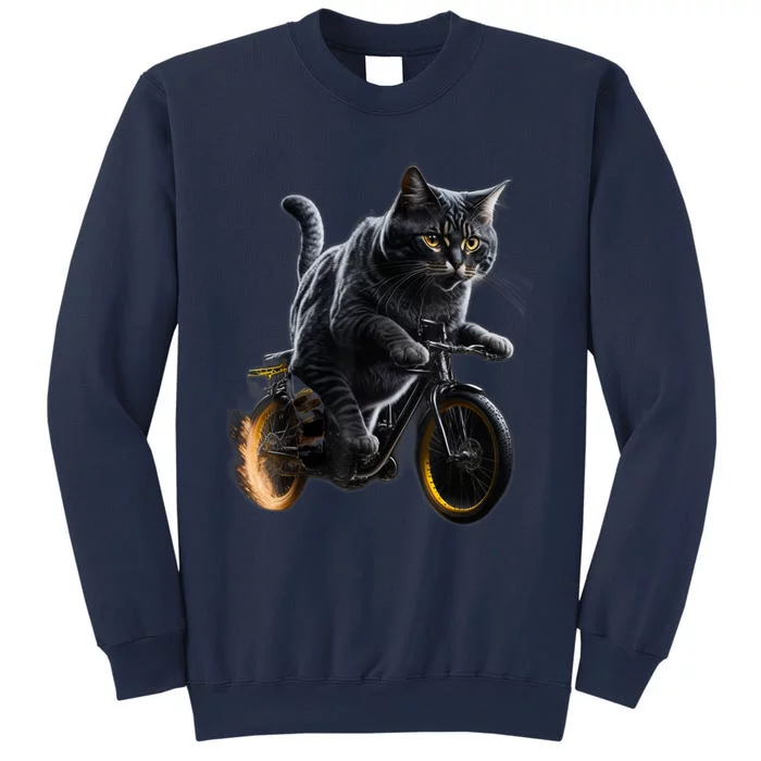 Funny Cat Drives Bicycle Cat Lover Graphic Cats Kitten Lover Sweatshirt