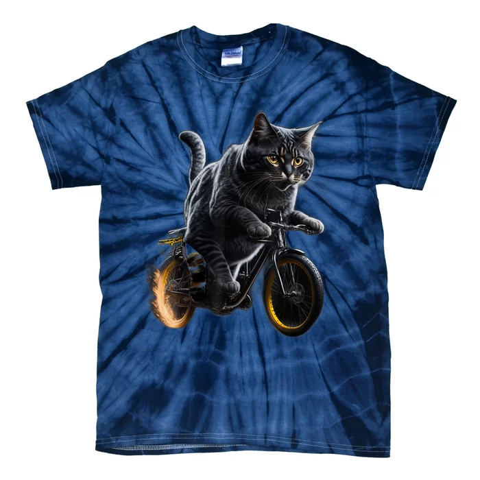 Funny Cat Drives Bicycle Cat Lover Graphic Cats Kitten Lover Tie-Dye T-Shirt