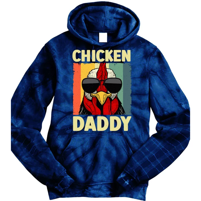 Funny Chicken Daddy Design For Dad Farmer Chicken Lover Tie Dye Hoodie