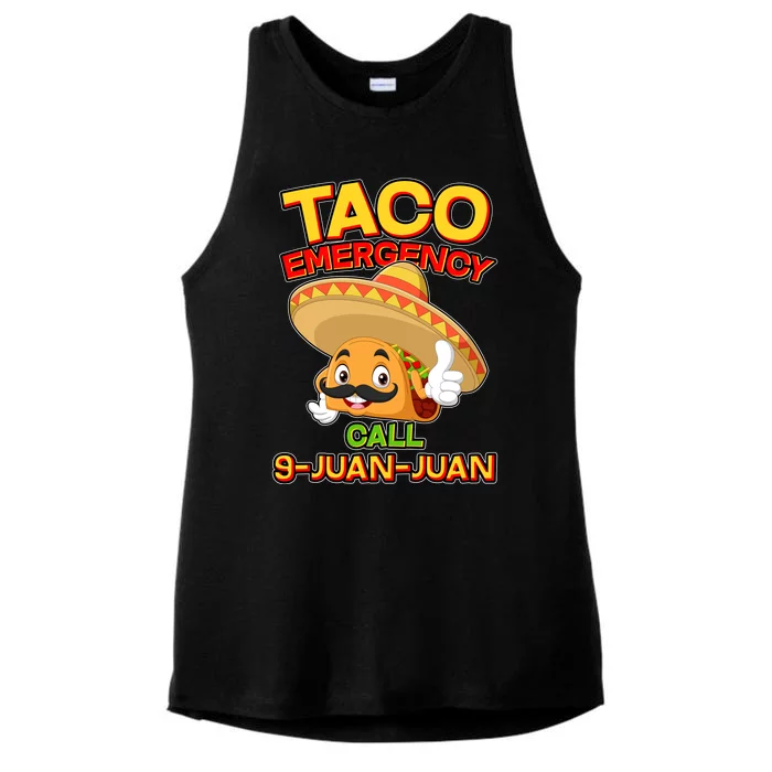 Funny Cinco De Mayo Taco Emergency Call 9 Juan Juan Ladies Tri-Blend Wicking Tank