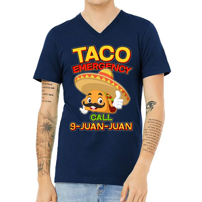 Funny Cinco De Mayo Taco Emergency Call 9 Juan Juan V-Neck T-Shirt