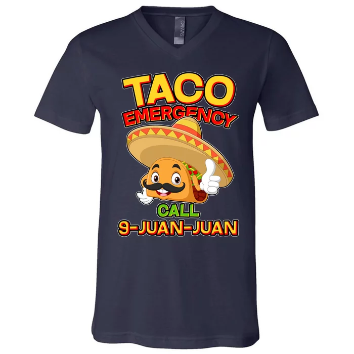 Funny Cinco De Mayo Taco Emergency Call 9 Juan Juan V-Neck T-Shirt