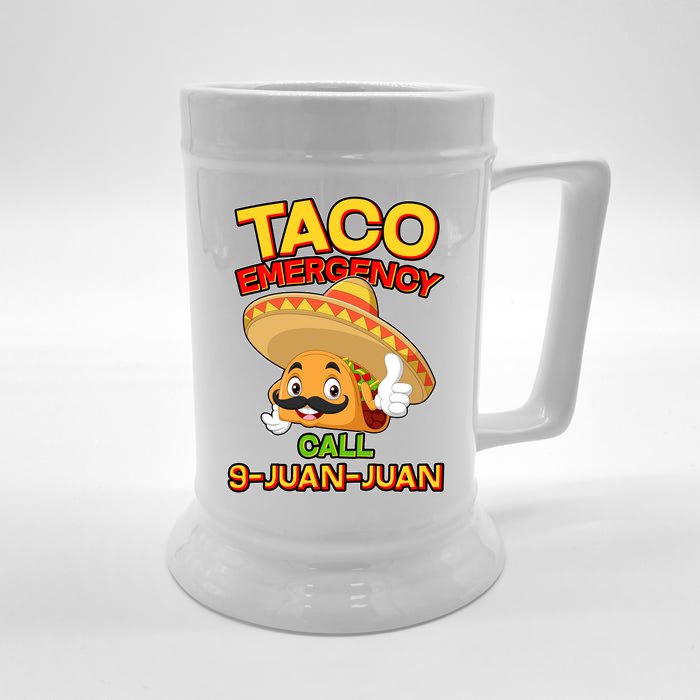 Funny Cinco De Mayo Taco Emergency Call 9 Juan Juan Front & Back Beer Stein