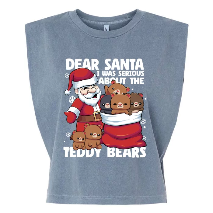 Funny Christmas Dear Santa I Was Serious About Teddy Bears Garment-Dyed Women's Muscle Tee