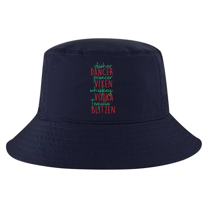 Funny Christmas Dasher Dancer Prancer Vixen Whiskey Vodka Te Gift Cool Comfort Performance Bucket Hat