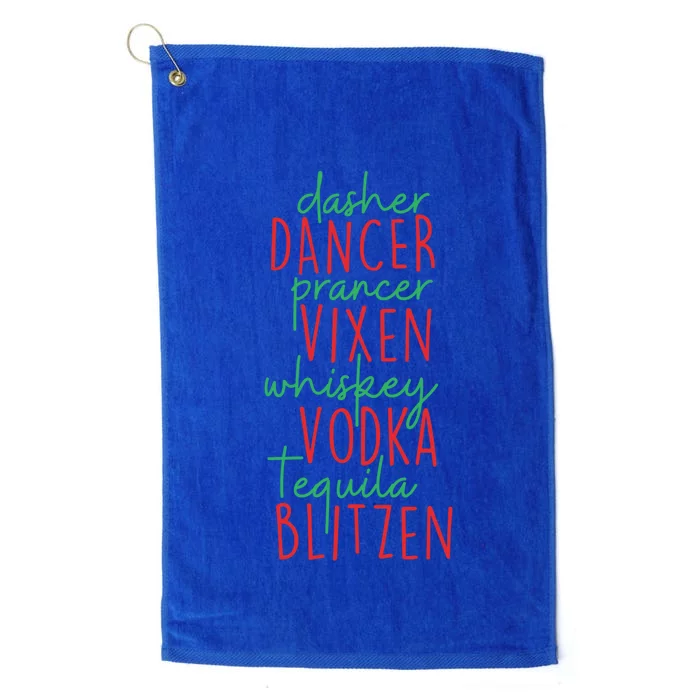 Funny Christmas Dasher Dancer Prancer Vixen Whiskey Vodka Te Gift Platinum Collection Golf Towel