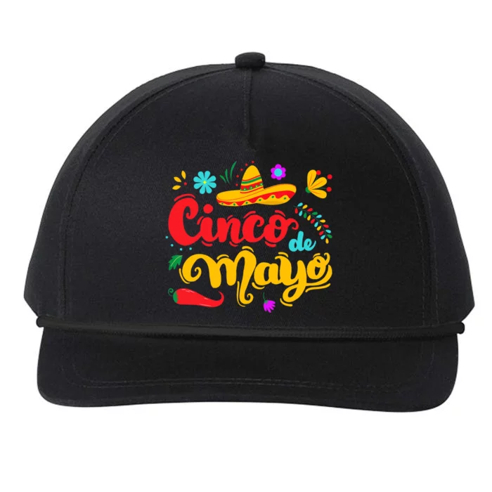 Funny Cinco De Mayo Mexican Fiesta Party 5 De Mayo Sombrero Snapback Five-Panel Rope Hat