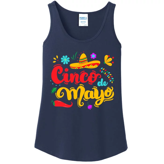 Funny Cinco De Mayo Mexican Fiesta Party 5 De Mayo Sombrero Ladies Essential Tank