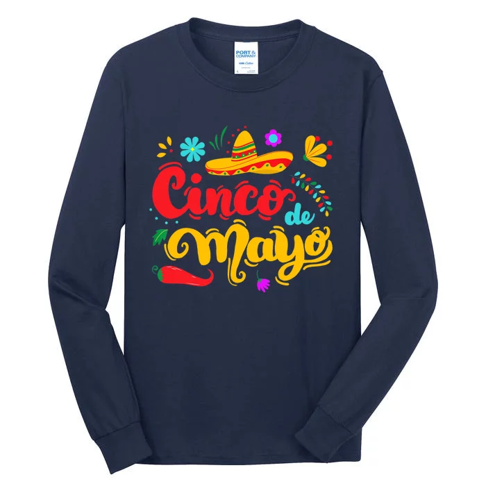 Funny Cinco De Mayo Mexican Fiesta Party 5 De Mayo Sombrero Tall Long Sleeve T-Shirt