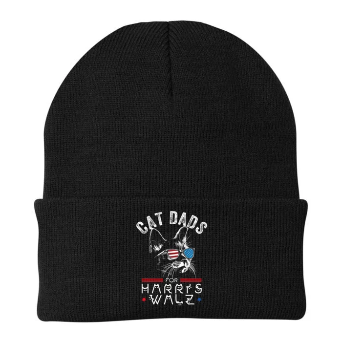 Funny Cat Dads For Harris Waltz 2024 Usa Flag Knit Cap Winter Beanie