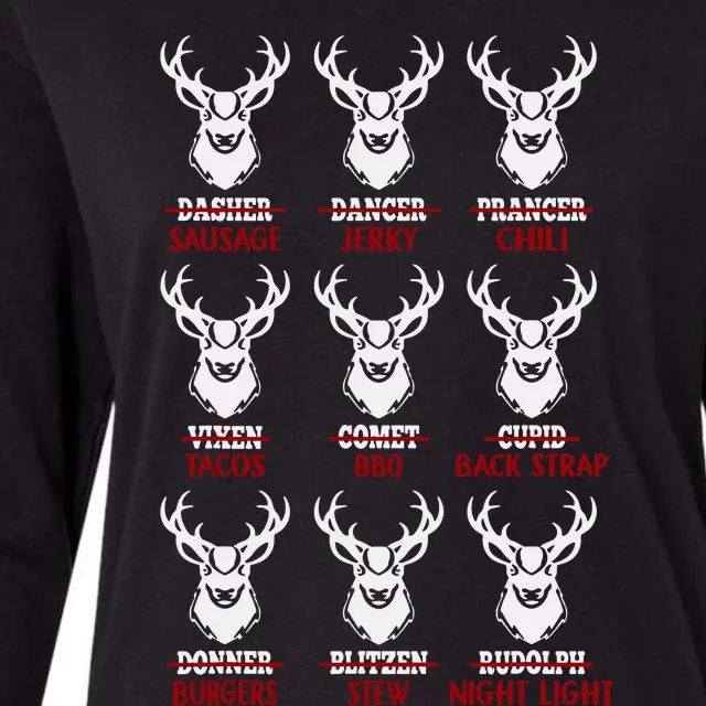 Funny Christmas Deer Hunters All Of Santa's Reindeer Design Womens Cotton Relaxed Long Sleeve T-Shirt