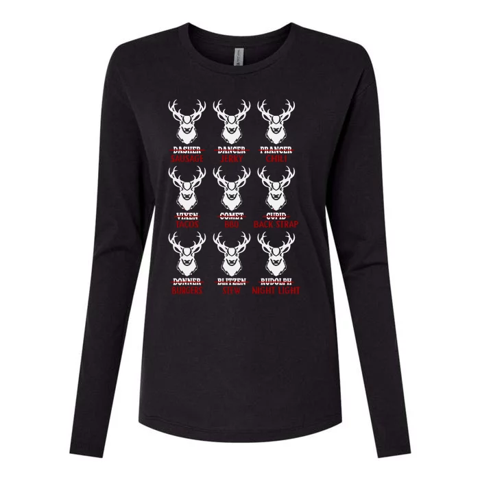 Funny Christmas Deer Hunters All Of Santa's Reindeer Design Womens Cotton Relaxed Long Sleeve T-Shirt