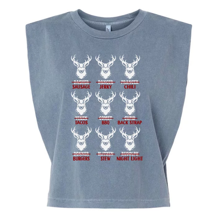 Funny Christmas Deer Hunters All Of Santa's Reindeer Design Garment-Dyed Women's Muscle Tee