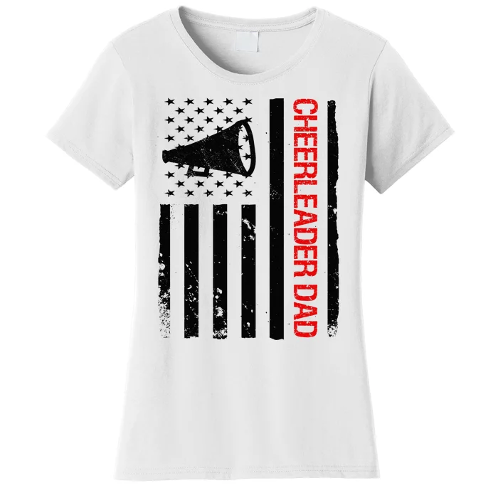 Funny Cheerleader Dad USA American Flag Cheerleading Women's T-Shirt