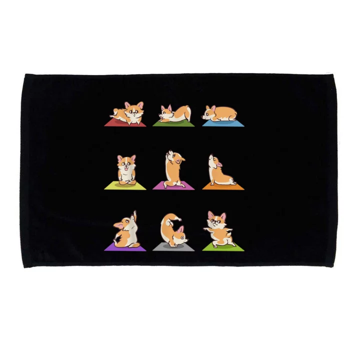 Funny Corgi Dogs Yoga Asana Poses Meditation Lovers Masters Gift Microfiber Hand Towel