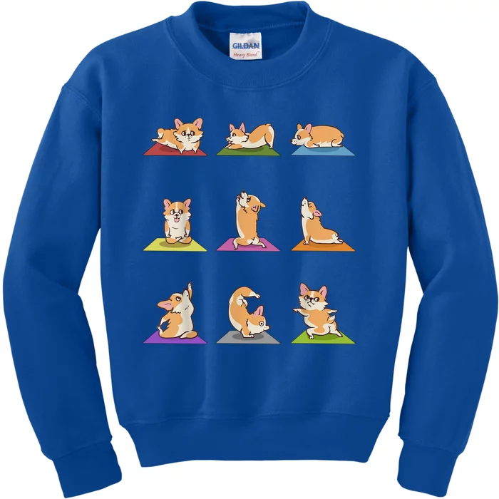 Funny Corgi Dogs Yoga Asana Poses Meditation Lovers Masters Gift Kids Sweatshirt