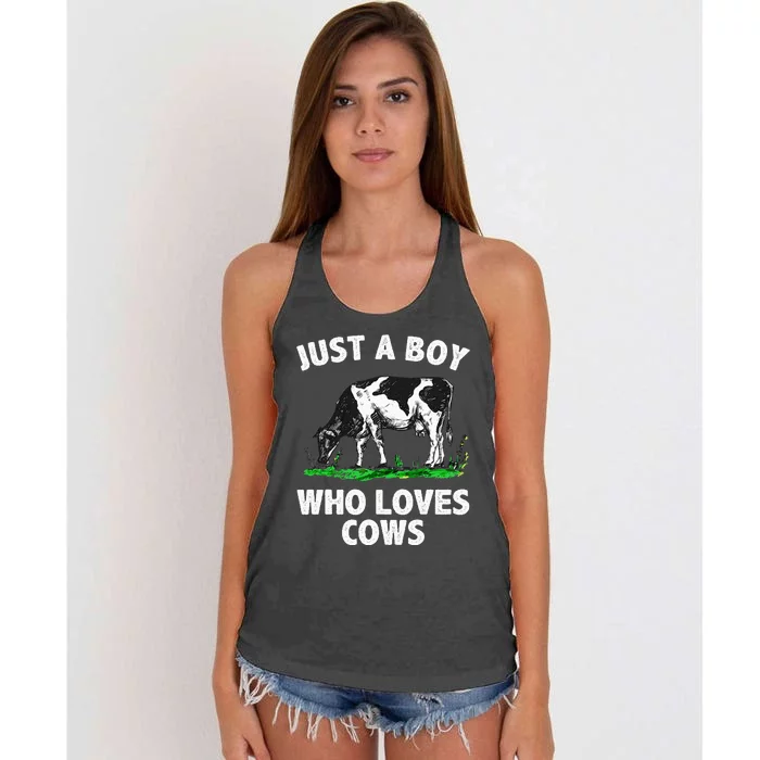 Funny Cow Design Cow Farmer Livestock Animal Women's Knotted Racerback Tank