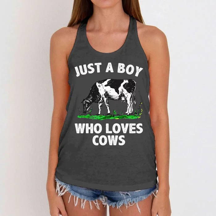 Funny Cow Design Cow Farmer Livestock Animal Women's Knotted Racerback Tank