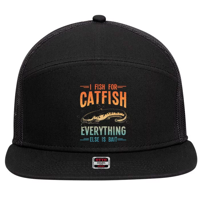 Funny Catfishing Design Catfish Fishing Hunter 7 Panel Mesh Trucker Snapback Hat