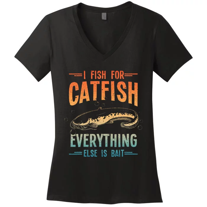 Funny Catfishing Design Catfish Fishing Hunter Women's V-Neck T-Shirt