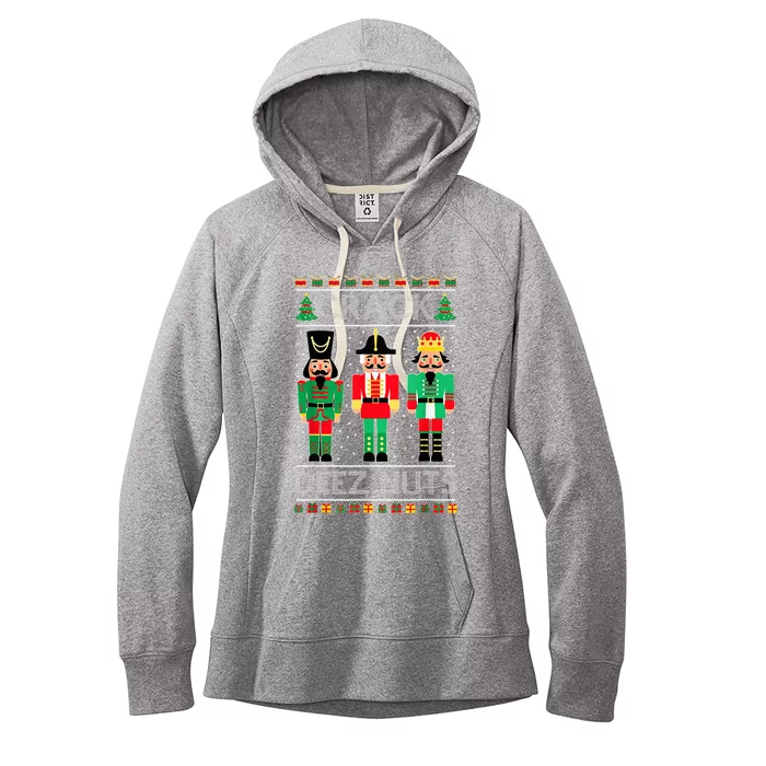 Funny Crack Deez Ugly Nuts Christmas Sweater Xmas Nutcracker Women's Fleece Hoodie