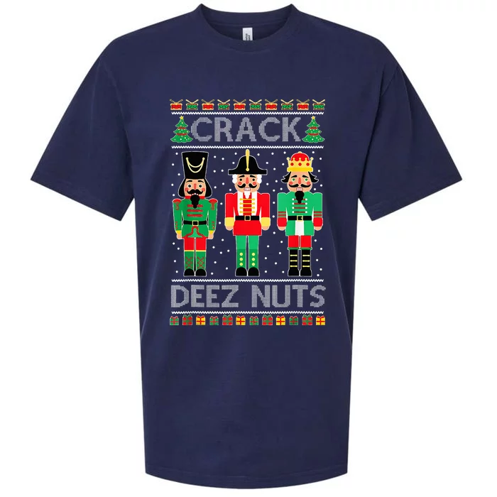 Funny Crack Deez Ugly Nuts Christmas Sweater Xmas Nutcracker Sueded Cloud Jersey T-Shirt