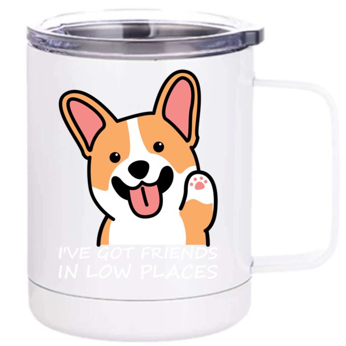 Funny Corgi Dog Lovers I've Got Friends In Low Place Mom Gift Front & Back 12oz Stainless Steel Tumbler Cup