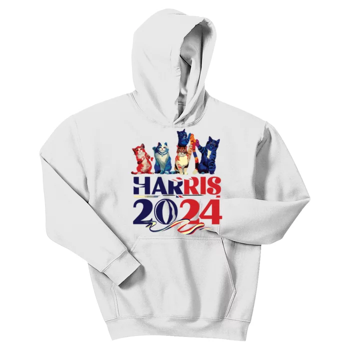 Funny Cat Design Kamala Harris 2024 Childless Cat Lady Kids Hoodie