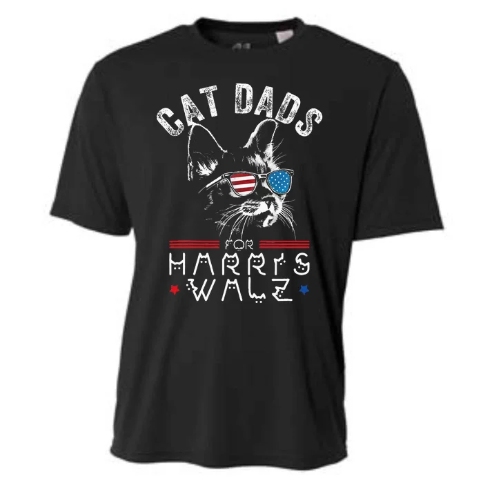 Funny Cat Dads For Harris Waltz 2024 Usa Flag Cooling Performance Crew T-Shirt