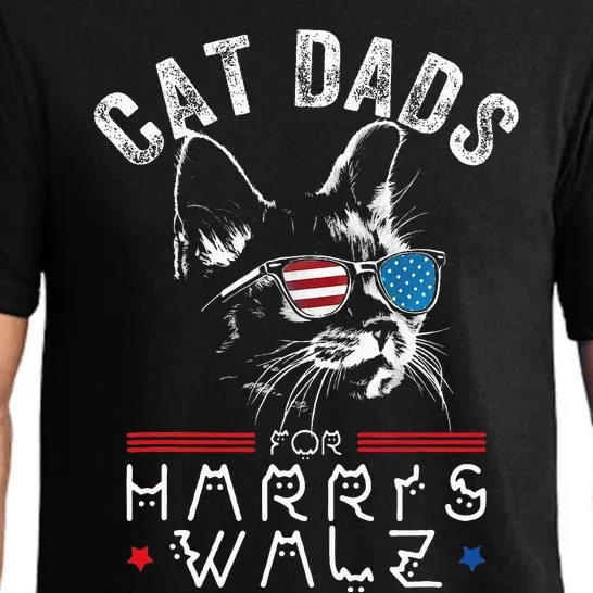 Funny Cat Dads For Harris Waltz 2024 Usa Flag Pajama Set