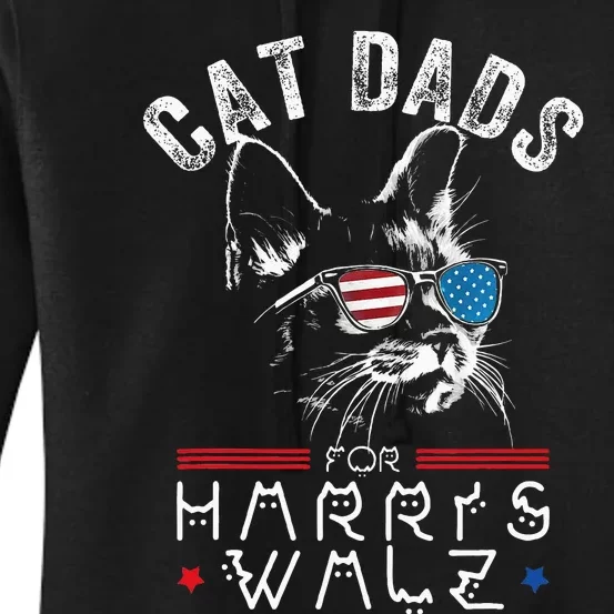 Funny Cat Dads For Harris Waltz 2024 Usa Flag Women's Pullover Hoodie