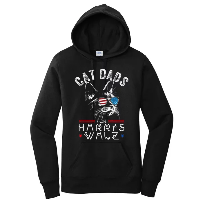 Funny Cat Dads For Harris Waltz 2024 Usa Flag Women's Pullover Hoodie