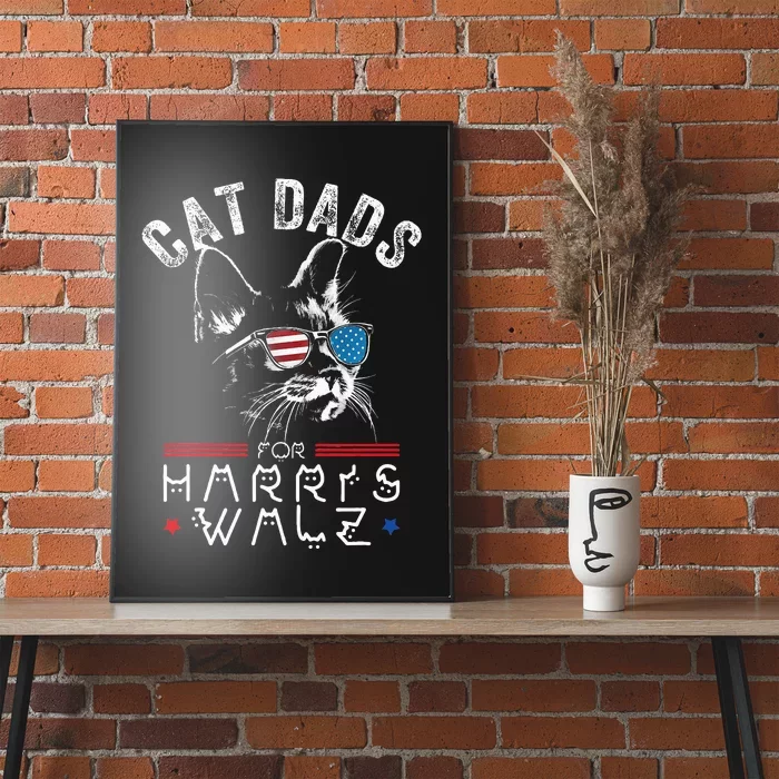 Funny Cat Dads For Harris Waltz 2024 Usa Flag Poster